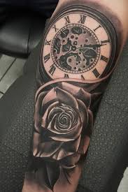 Clock And Rose Tattoo Design 3 The Best Half Sleeve Tattoo Designs You Can Choose Watch Tattoos Pocket Watch Tattoo Watch Tattoo Design