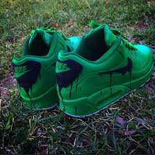 Nike Air Max 90 Custom Candy Drip Dark Green Black Mens Trainers Sale Uk Nike Air Max 90 Shoes Nike Running Shoes Nike Air Max Cheap Sale