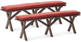 Strathwood Basics Picnic Table Bench Cushion Set Of 2 Solid Red From Arden Strathwood Picnic Table Bench Bench Cushions Table