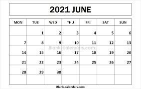 Printable June 2021 Calendar Monday Start Printable Calendar Template 2021 Calendar Calendar Template