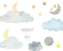 Cloud Star Moon Watercolor Clip Art Set Hand Painted Clouds Stars Watercolour Clipart Watercolor Set Clipart Night Clip Art Png In 2021 Clip Art Watercolor Clipart Art Set