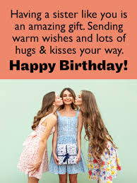Birthday Wishes For Elder Sister In English Hugs Kisses Happy Birthday Card For Sister Birthday Greeting Cards By Davia Birthday Greetings For Sister Sister Birthday Card Birthday Messages For Sister