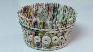 Repurposes Newspaper Craft Paper Crafttel Com Diy Newspaper Newspaper Craft Basket Newspaper Basket
