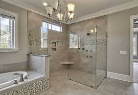 Bathroom With Infinity Shower Drain And Doorless Design Entry Master Bathroom Design Bathroom Trends Stone Floor Bathroom