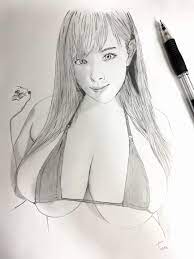Just a Japanese “actress” wearing a swimsuit sketch. Model in sketch: Nishimura  Nina : r/drawing