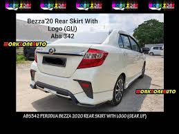 Perodua axia 2.5 injection premium quality anti uv light door visor with axia logo (al) usd $33 usd $58. Abs342 Perodua Bezza 2020 Abs Rear Skirt With Logo Gear Up