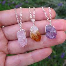 Raw Crystal Necklace Sterling Silver Amethyst Citrine Or Etsy In 2021 Healing Crystal Jewelry Amethyst Crystal Necklace Crystal Necklace