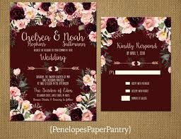 Elegant Burgundy Floral Fall Wedding Invitation Burgundy Roses Blush Roses Rose Gold Rose Gold Print Fall Wedding Invitations Wedding Invitations Fall Wedding