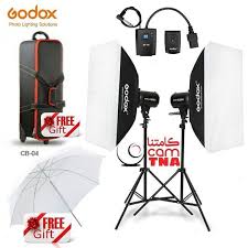 طقم استديو المطور والمتكامل من شركة قودوكس مع هديتين Godox Studio Flash Kit 600w 2x 300w بقوة 600 واط مع ضمان سنت Lighting Solutions Photo Lighting Gifts