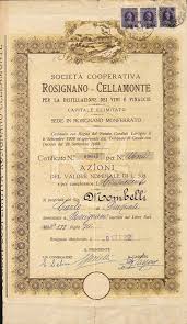 Rosignano Cellamonte Soc Cooperativa Scripomarket Scriposigns Scripofilia Scripophily Finanza Finance Collezionismo Collectible Finanza Soca Arte