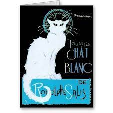 le chat blanc parody of le chat noir card zazzle com in 2021 art nouveau cat art art parody