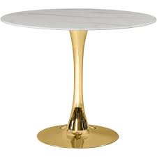 Lucy white carrara faux marble table top and black pedestal base. Marble And Gold Round Dining Table Novocom Top