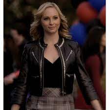 Caroline Forbes Vampire Diaries Black Leather Jacket Fameleathers Caroline Forbes Vampire Diaries Fashion Black Leather Jacket
