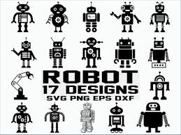 Black And White Transparent Background Robot Clipart Pin On Svg Cut Files