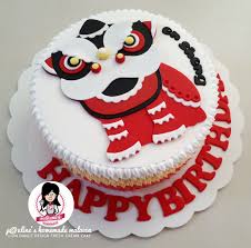 Lion Dance Design Fresh Cream Cake Paulineshomemademalacca Fresh Cream Cake Cream Cake