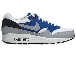 Nike Air Max 1 Essential Mens 537383 101 White Grey Blue Running Shoes Size 11 Nike Air Max Nike Nike Men