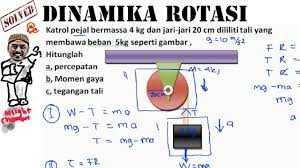 Pembahasan dalam sistem katrol majemuk meliputi persamaan percepatan sistem katrol dan tegangan tali. Percepatan Momen Gaya Dan Tegangan Tali Katrol Satu Beban Dinamika Rotasi Youtube