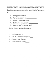 Imperative sentence is a type of sentence. Exclamatory And Imperative Sentences Worksheet