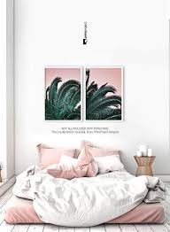 Palm Leaf Print Printable Gift Her Boho Bedroom Decor Above Bed Art Digital Download Botanical Poster Green Pink Wall Art Palm Tree Bedroom Wall Decor Above Bed Tropical Bedrooms Boho Bedroom
