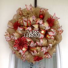 22 Burlap Gold Deco Mesh Christmas Wreath With Red Gold Glitter Poinsettias Ornament Deco Mesh Christmas Wreaths Christmas Mesh Wreaths Holiday Wreaths Diy