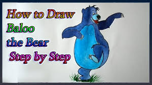 How To Draw Baloo The Bear Step By Step From The Jungle Book Jungle Book Drawing Tutorial Easy Easy Drawings