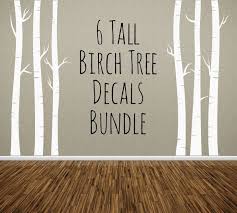 Birch Tree Wall Decal Nursery Nursery Tree Wall Decal Birch Trees Bundle Of 6 Removable Vinyl Wall Sticker With Images Birch Tree Decal Tree Wall Decal Nursery Wall Decals