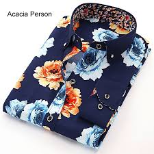 2017 Spring Men Long Sleeve Flower Printing Shirt Plaid Male High Quality Tops Shirt Fashion Mens Dress Shirts Sli Mens Shirt Dress Mens Fashion Printed Shirts
