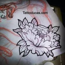Awesome black outline two peony flowers tattoo stencil. Cool Black Outline Peony Flower Tattoo Design