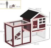 Conejera Grande PawHut De Madera Con Ruedas - Jaula Espaciosa Para Conejos  Con Techo Impermeable Y Bandeja Extraíble, Ideal Para Exterior