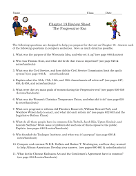 Chapter 19 Review Sheet The Progressive Era