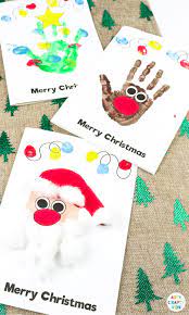If you are looking for christmas craft ideas for kids you are in the right place. Handprint Christmas Cards Arty Crafty Kids