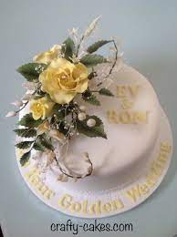 Golden Wedding Cake With Sugar Flower Rose Spray By Crafty Cakes Com Golden Wedding Cake Golden Anniversary Cake Toppers Wedding Cake Decorations
