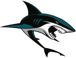 San Jose Sharks Secondary Logo 2017 A Full Bodied Shark Colored In White Teal Black Orange Shark Illustration Shark Art Shark Logo