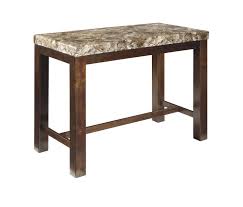 Kraleene Contemporary Dark Brown Wood Marble Counter Ta Counter He Rectangular Dining Room Table Counter Height Dining Room Tables Dining Table In Kitchen