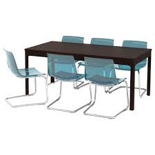 Ekedalen Tobias Table And 6 Chairs Dark Brown Blue Ikea Dining Room Table Chairs Brown And Blue Living Room Ikea Dining Sets