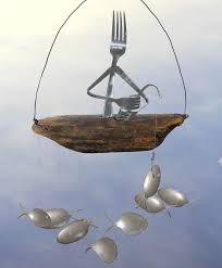 Fork Fisherman Driftwood Dingy Silver Spoon Fish Wind Chime Etsy Wind Chimes Wind Chimes Homemade Cutlery Art