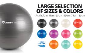 Urbnfit Exercise Ball Multiple Sizes For Fitness Stability Balance Yoga Workout Guide Quick Pump Included Anti Burst Professional Quality