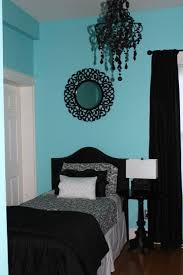 Girls Rooms Sherwin Williams Belize Black And White Auqa Teal Turquoise Fabric Headboard Chandelier Pedestal Ta Girl Room Bedroom Decor Home Decor