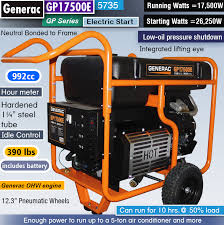 The generator a couple >hours / day. Generac Gp17500e 5735 Review Best 17 500 Watt Portable Generator