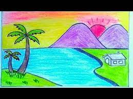 رسم منظر طبيعي سهل جدا رسم سهل جدا how to draw a landscape youtube drawings art