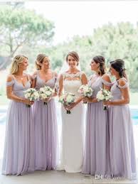 Lavender Ruched Chiffon Country Garden Long Bridesmaid Dresses 2018 Off Shoulder Elegan Lilac Bridesmaid Dresses Lavender Bridesmaid Dresses Bridesmaid Dresses