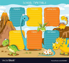 School Timetable Dinosaurs Vector Image On Dekorasi Kelas Lucu Sekolah
