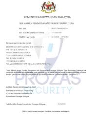 Pendaftaran dengan tnb melayakkan syarikat untuk menyertai sebutharga tender. Licence Registration Prozas Security