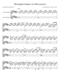 Preview moonlight sonata first movement easy piano sheet music tadpole edition is available in 3 pages and compose for beginning difficulty. Moonlight Sonata 1st Movement Sheet Music For Saxophone Alto Woodwind Duet Musescore Com