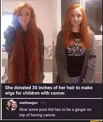 Browse refreshing ginger hair mask available on alibaba.com for the cosmetic needs. She Donated 30 Inches Of Her Hair To Make Wigs For Children With Cancer E Matthaugan Ni Now Some Poor Kid Has To Be A Ginger On Top Of Having Cancer Ifunny