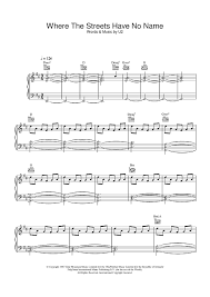 Buy Where The Streets Have No Name Sheet Music By U2 For Piano Vocal Chords
