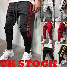 Mens Gym Slim Fit Trousers Tracksuit Bottoms Skinny Joggers Sweat Trac Geekbuyig