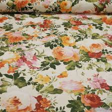Baumwolle Polyester Leinwand Creme Rose Rosenmuster Rosen Floral Muster