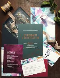 Eclectic Jewel Tone Geometric Wedding Invitations By Papertree Studio Geometric Wedding Invitation Jewel Tone Wedding Invitations Cheap Wedding Invitations
