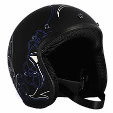 Pgr B70 Retro Pinstripe Skull Black Motorcycle Open Face